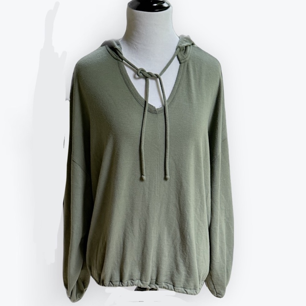 Earthy Minimalist Lightweight Sage French Terry Pullover Hoodie Sweatshirt ~ S